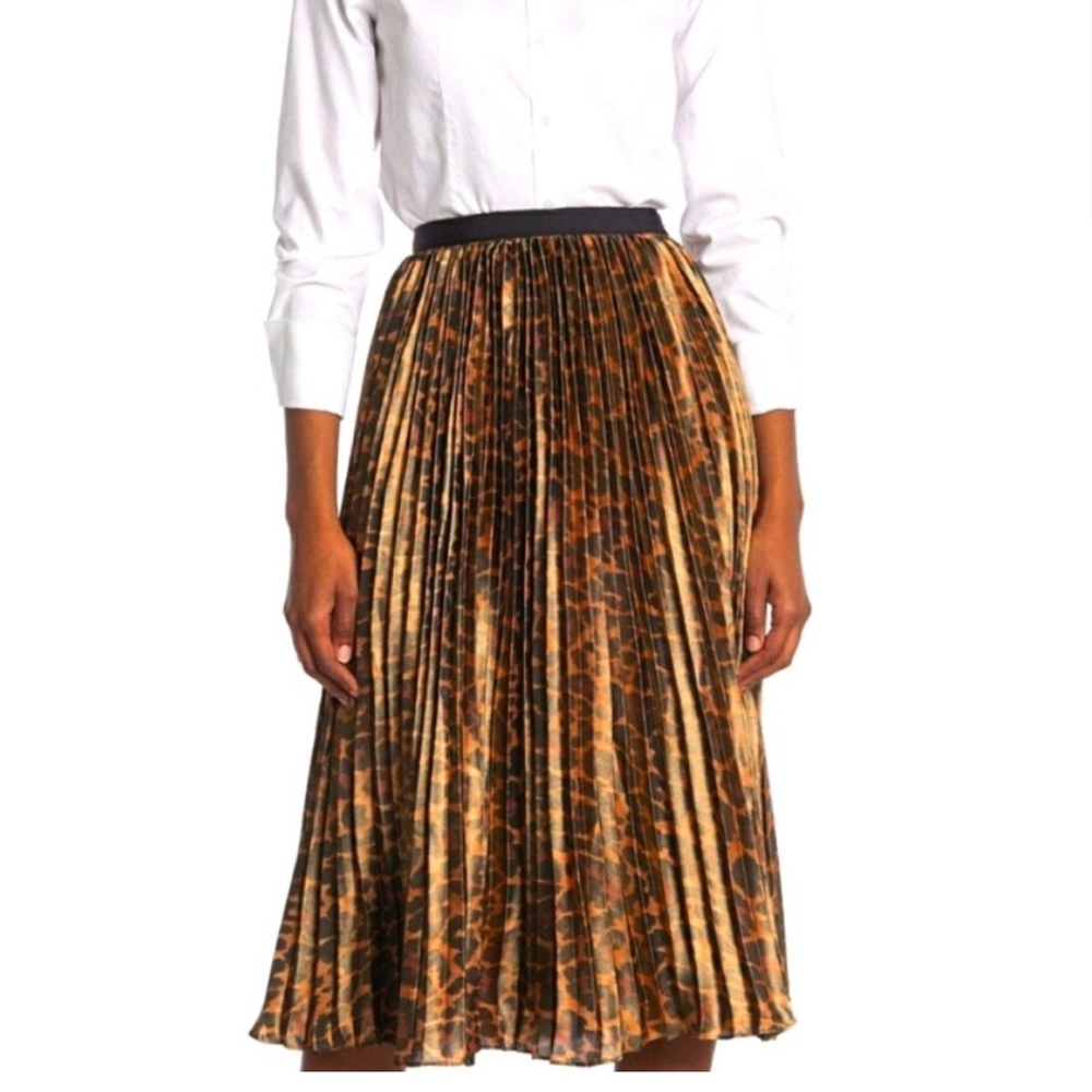 J. Crew pleated midi skirt metallic leopard